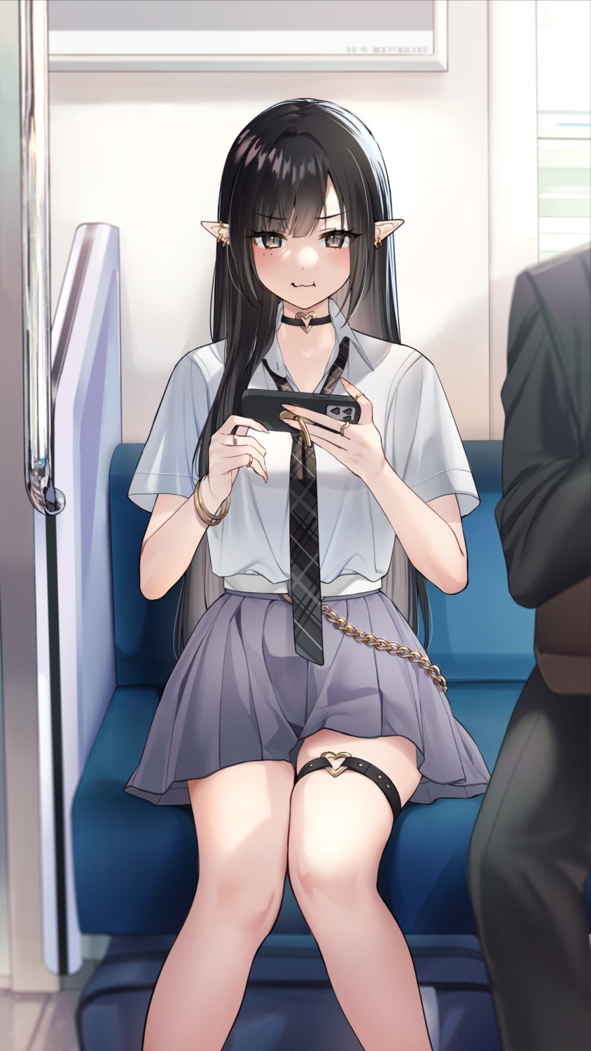 garter, pointy_ears, seifuku, sino42