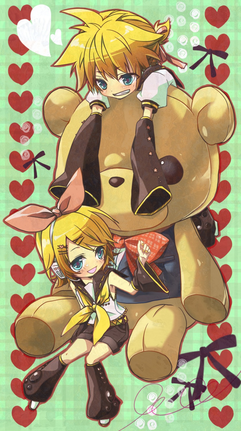 headphones, kagamine_len, kagamine_rin, teito, vocaloid