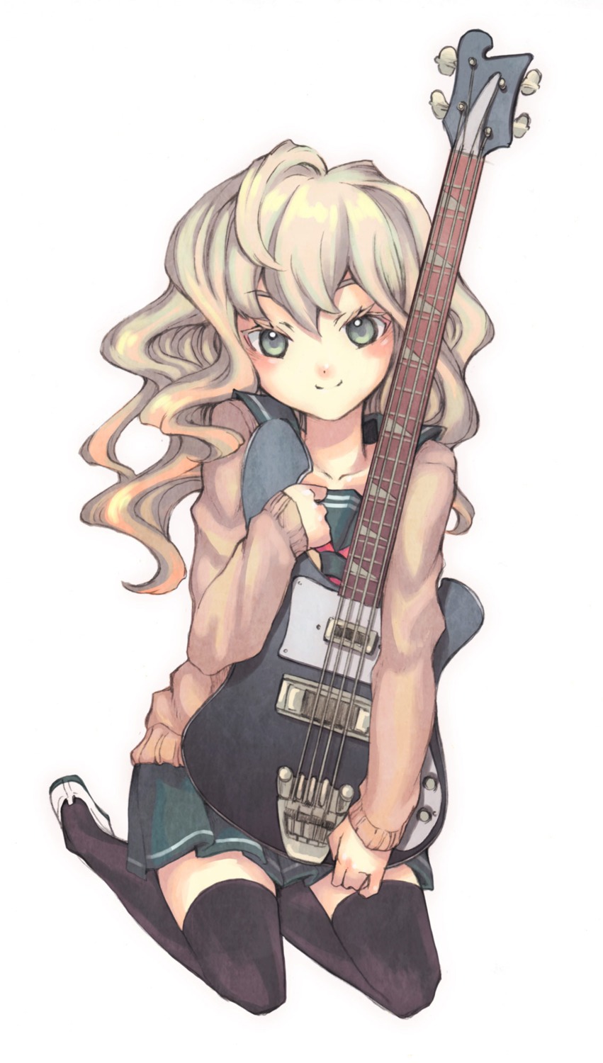 guitar, seifuku, taguchi_shouichi, thighhighs