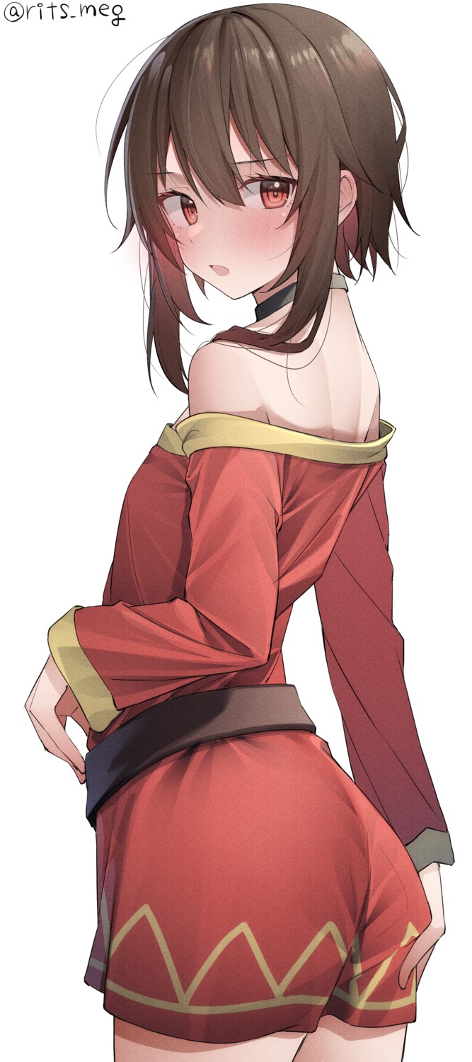 ass, dress, kawai_ritsu_(rits_meg), kono_subarashii_sekai_ni_shukufuku_wo!, megumin, no_bra