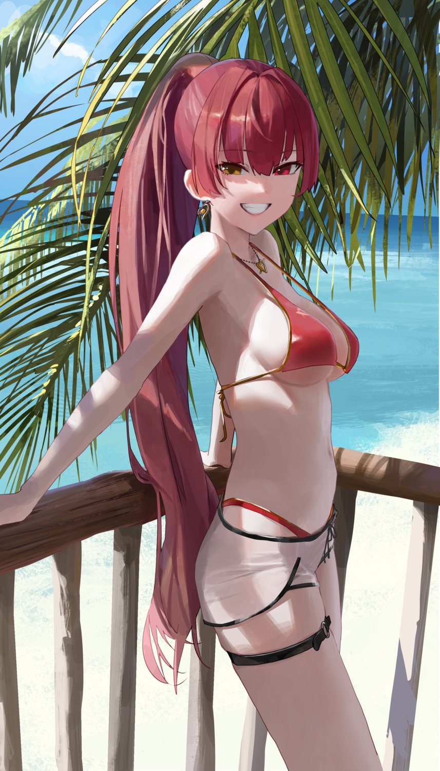 bikini, garter, heterochromia, hololive, houshou_marine, logknn, swimsuits