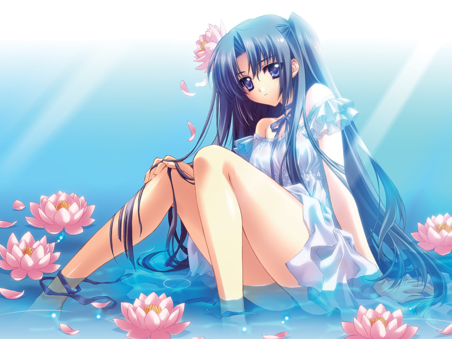 carnelian, dress, lyrical_ds, lyrical_lyric, summer_dress, takami_rin, wallpaper, wet_clothes