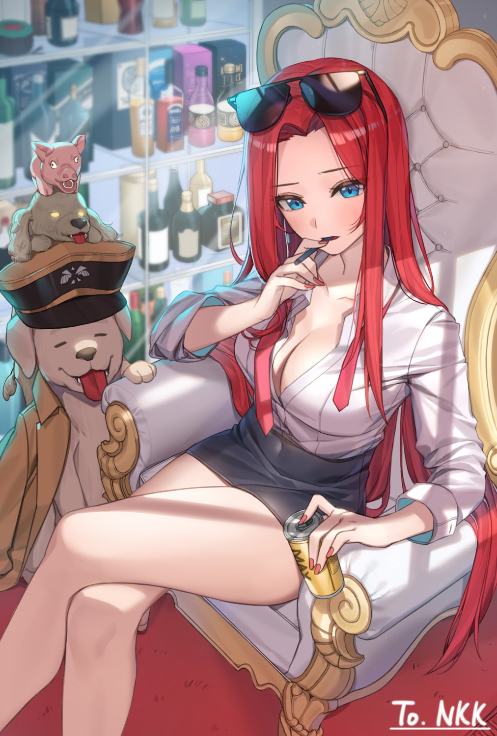 cleavage, dress_shirt, megane, open_shirt, piyo_(pixiv_2308057)