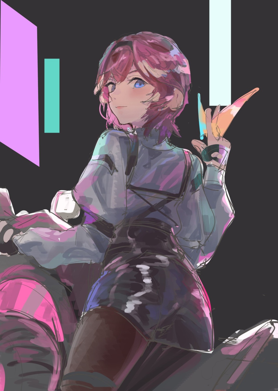 ass, blance, hololive, pantyhose, sketch, takane_lui, uniform, wings