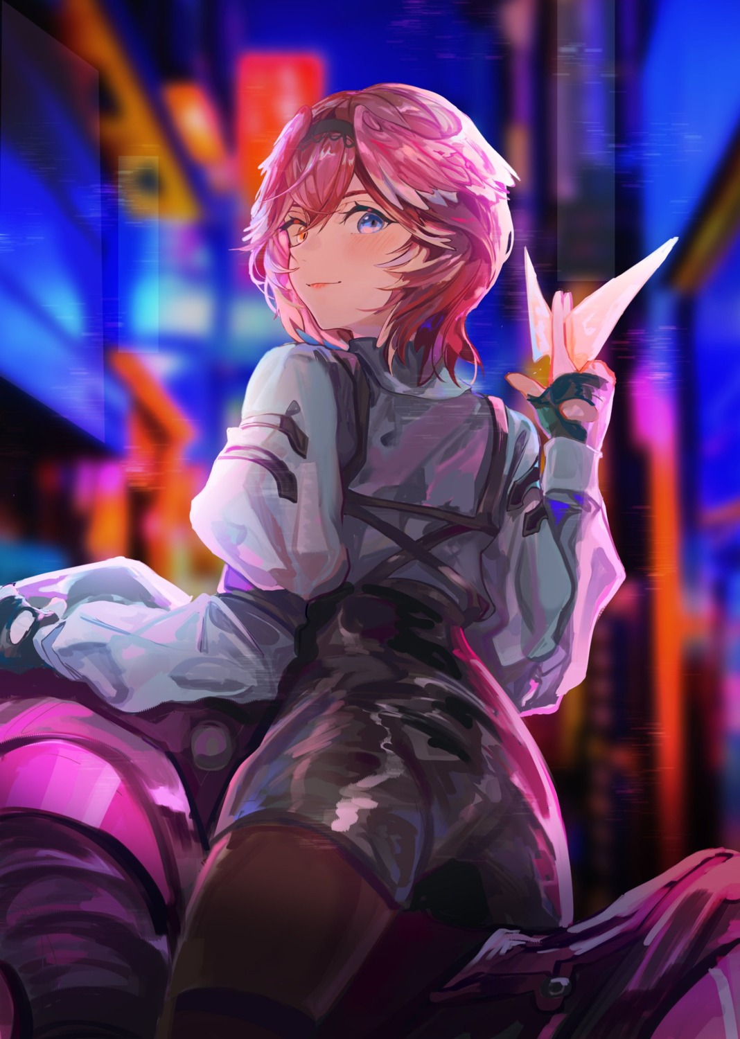 ass, blance, heterochromia, hololive, pantyhose, sketch, takane_lui, uniform, wings