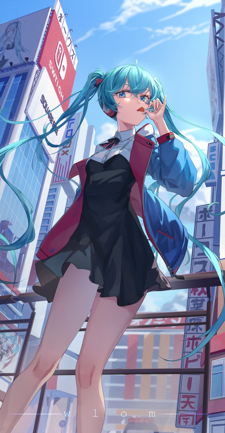 dress, hatsune_miku, headphones, hei_huo_chong, vocaloid
