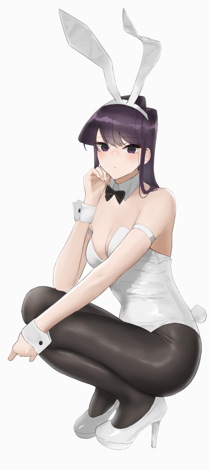 animal_ears, bunny_ears, bunny_girl, heels, komi-san_wa_komyushou_desu., komi_shouko, no_bra, pantyhose
