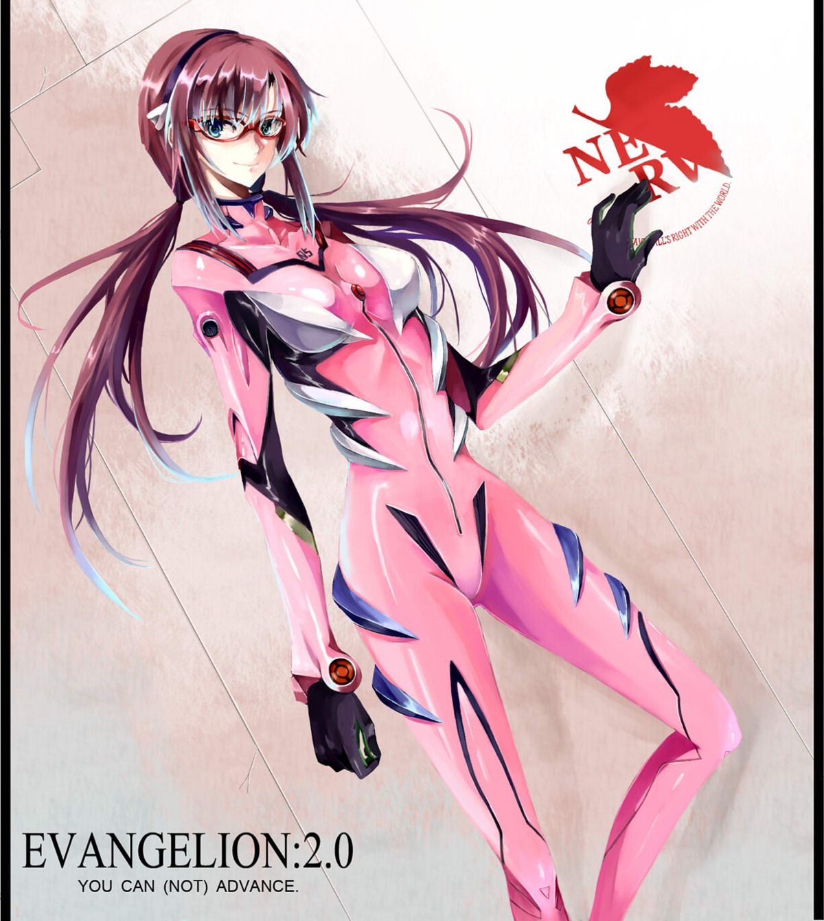 bodysuit, jpeg_artifacts, makinami_mari_illustrious, megane, neon_genesis_evangelion, nonrain
