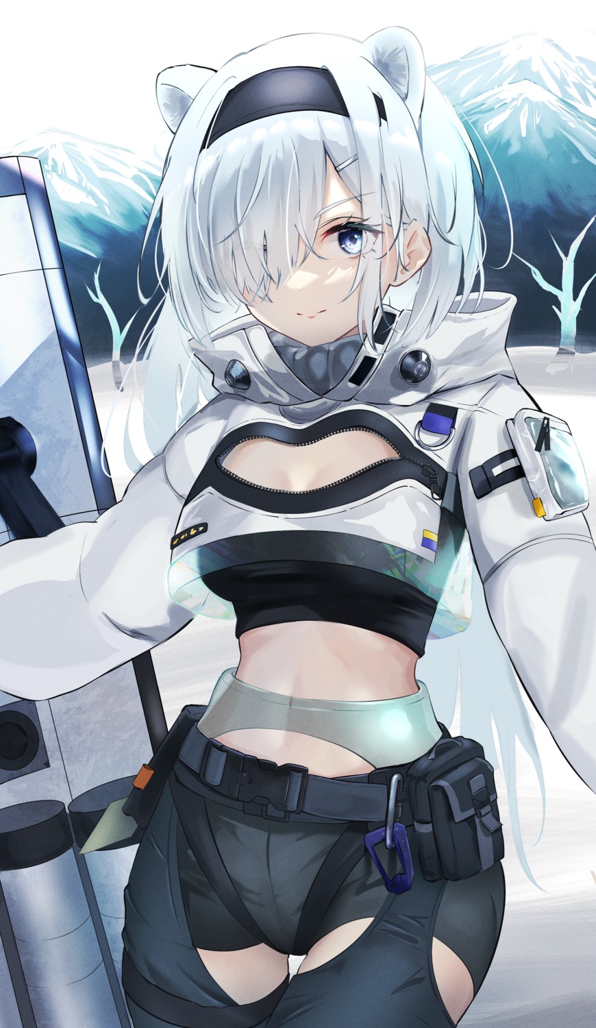 animal_ears, arknights, aurora_(arknights), cleavage, garter, nanahoshi_teru