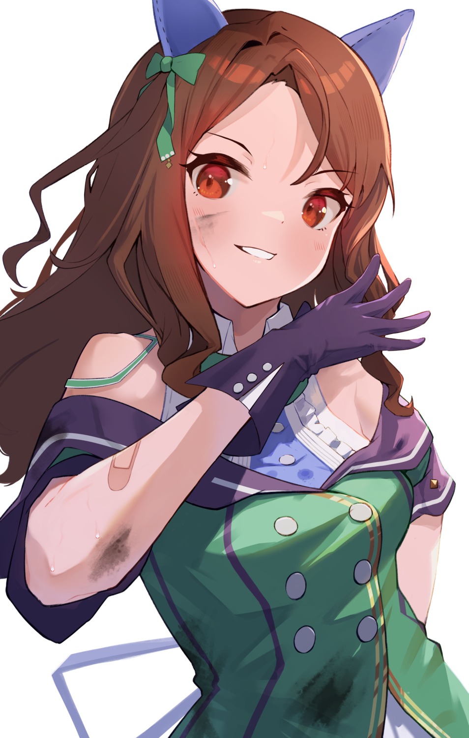 animal_ears, bandaid, king_halo_(umamusume), sansaisoba, uma_musume_pretty_derby, uniform