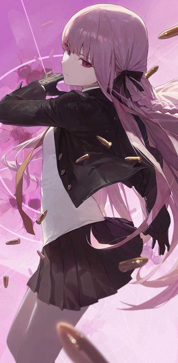 dangan-ronpa, kirigiri_kyouko, modare, pantyhose, seifuku, skirt_lift