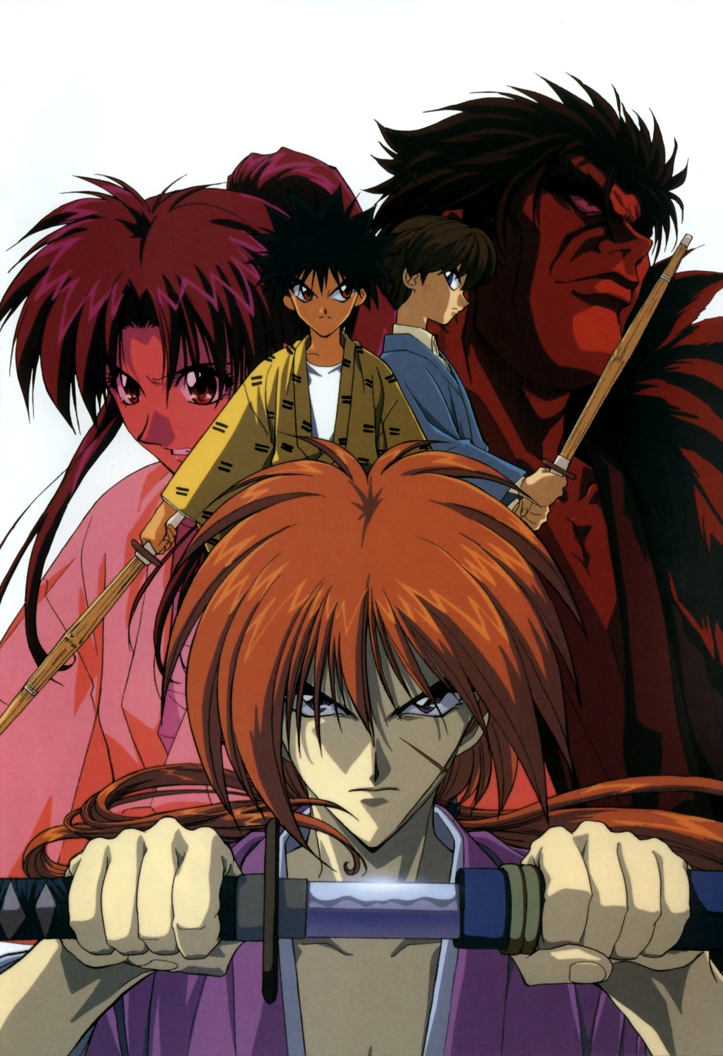 himura_kenshin, isurugi_raijuuta, kamiya_kaoru, myoujin_yahiko, rurouni_kenshin, tsukayama_yutarou